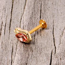 Load image into Gallery viewer, 16G 5/16 Pink Gem Gold Tone Tulip Flower Labret Monroe Tragus