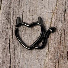 Load image into Gallery viewer, 16G 5/16 Black Little Devil Halloween Heart Closure Ring