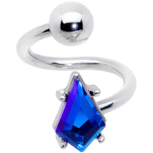 Load image into Gallery viewer, 14G 3/8 Blue Gem Graceful Rhombus Spiral Twister Belly Ring