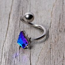 Load image into Gallery viewer, 14G 3/8 Blue Gem Graceful Rhombus Spiral Twister Belly Ring