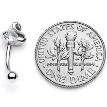 Load image into Gallery viewer, 16G 5/16 Clear CZ Gem Sleek Swan Curved Eyebrow Ring