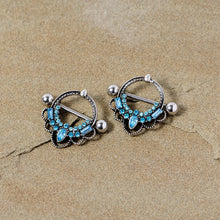 将图片加载到图库查看器,14G 5/8 Aqua Gem Filigree Nipple Shield Set