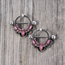 将图片加载到图库查看器,14G 5/8 Pink Gem Filigree Nipple Shield Set