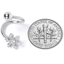 Load image into Gallery viewer, Clear CZ Gem Snowflake Christmas Spiral Twister Belly Ring