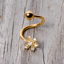 Load image into Gallery viewer, Clear CZ Gem Gold Tone Snowflake Christmas Spiral Twister Belly Ring