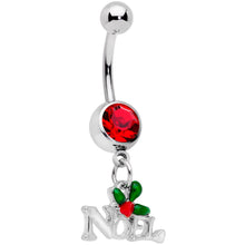 Load image into Gallery viewer, Red Gem Noel Winter Holiday Christmas Dangle Belly Ring