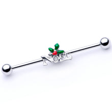 Load image into Gallery viewer, 14G Red Gem Noel Holiday Christmas Industrial Barbell 38mm