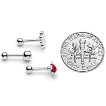 Load image into Gallery viewer, 16G 1/4 Clear Gem Ladybug Cartilage Tragus Curation Set of 3
