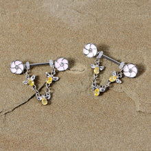 将图片加载到图库查看器,14G 5/8 Yellow Clear Gem Bee Flower Dangle Nipple Ring Set