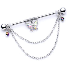 将图片加载到图库查看器,14G Aurora Gem Butterfly Chain Dangle Project Bar 38mm