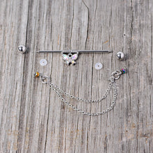 将图片加载到图库查看器,14G Aurora Gem Butterfly Chain Dangle Project Bar 38mm