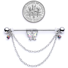 将图片加载到图库查看器,14G Aurora Gem Butterfly Chain Dangle Project Bar 38mm