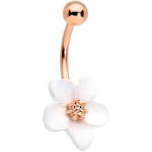 Load image into Gallery viewer, Rose Gold Tone Spring Blossom Pretty White Flower Belly Ring
