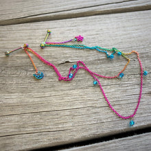 Load image into Gallery viewer, 14G 5/8 Blue Gem Rainbow Moon Star Double Dangle Nipple Chain