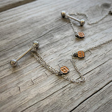 将图片加载到图库查看器,14G 5/8 Orange Pumpkin Patch Halloween Dangle Nipple Chain