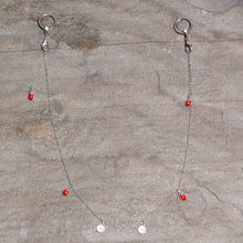 将图片加载到图库查看器,14G 9/16 Clear Gem Ladybug BCR Captive Ring Dangle Nipple Chain