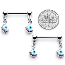将图片加载到图库查看器,14G 5/8 Blue Eyeball Hand Halloween Dangle Nipple Ring Set
