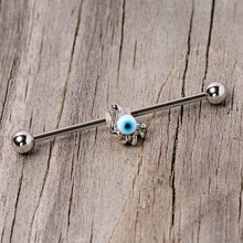 Load image into Gallery viewer, 14G Blue Eyeball Hand Halloween Industrial Barbell 38mm