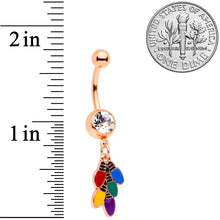 Load image into Gallery viewer, Clear Gem Rose Gold Tone Christmas Lights Holiday Dangle Belly Ring