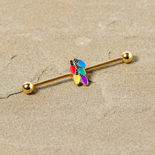 Load image into Gallery viewer, 14G Gold Tone Christmas Lights Industrial Barbell 38mm
