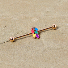 Load image into Gallery viewer, 14G Rose Gold Tone Christmas Lights Industrial Barbell 38mm