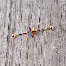 Load image into Gallery viewer, 14G Rose Gold Tone Christmas Lights Industrial Barbell 38mm