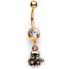 将图片加载到图库查看器,Clear Gem Gold Tone Happy Ghost Halloween Dangle Belly Ring