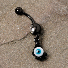 将图片加载到图库查看器,Clear Gem Black Blue Eyeball Hand Halloween Dangle Belly Ring