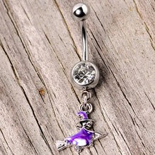将图片加载到图库查看器,Clear Gem Blue Flying Witch Halloween Dangle Belly Ring