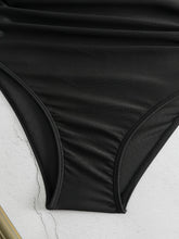 Load image into Gallery viewer, Bikini Black Solid Color Ruffle V Neck 2 Piece Swimsuit for Women – High Waisted Flattering Bikini Set with Lettuce Trim Bottoms – Sleek Stretchy Fabric Swimwear for Beach Days Poolside Style and Summer Vacation Looks