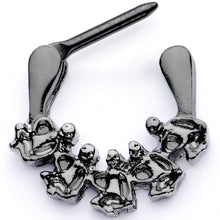 将图片加载到图库查看器,16G 5/16 Black Scary Skeletons Halloween Septum Clicker