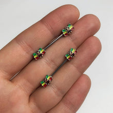 Load image into Gallery viewer, 14G 5/8 Rasta Turkey Thanksgiving Barbell Nipple Ring Set