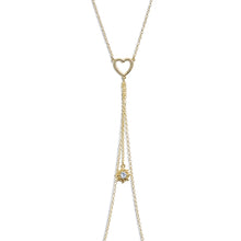 Load image into Gallery viewer, 14G 5/8 Clear Gem Gold Tone Sun Heart Star Nipple Chain Necklace
