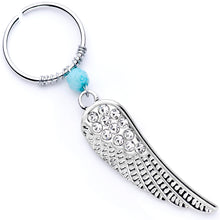 Load image into Gallery viewer, 20G 3/8 Clear Gem Feather Feathered Wing Dangle Closure Ring