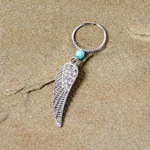 Load image into Gallery viewer, 20G 3/8 Clear Gem Feather Feathered Wing Dangle Closure Ring
