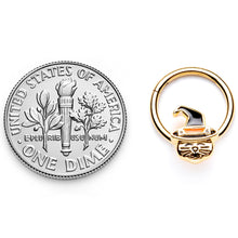 将图片加载到图库查看器,16G 3/8 Gold Tone Witch Hat Cat Halloween Hinged Segment Ring