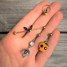 将图片加载到图库查看器,Clear Red Gem Holiday Holly Leaf Christmas Dangle Belly Ring