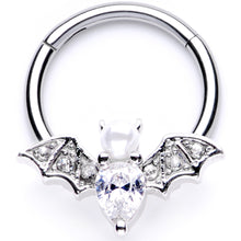 Load image into Gallery viewer, 16G 3/8 Clear Gem Vampire Bat Halloween Hinged Segment Ring