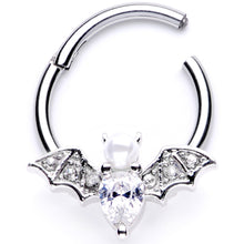 Load image into Gallery viewer, 16G 3/8 Clear Gem Vampire Bat Halloween Hinged Segment Ring