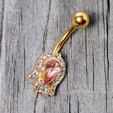 Load image into Gallery viewer, Pink Gem Gold Tone Plated Tulip Flower Belly Ring