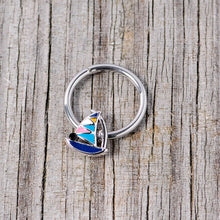 将图片加载到图库查看器,16G 3/8 Black Gem Pink Teal Nautical Sailboat Hinged Segment Ring