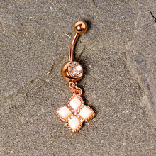 将图片加载到图库查看器,Clear Gem Rose Gold Tone Royal Renaissance Dangle Belly Ring