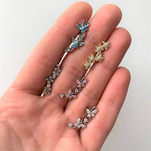 Load image into Gallery viewer, 16G 1/4 Aqua CZ Gem Butterflies Left Ear Cartilage Tragus