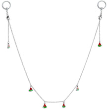 将图片加载到图库查看器,14G 9/16 Clear Gem Watermelon Captive Ring Dangle Nipple Chain
