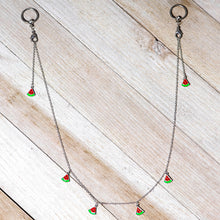 将图片加载到图库查看器,14G 9/16 Clear Gem Watermelon Captive Ring Dangle Nipple Chain