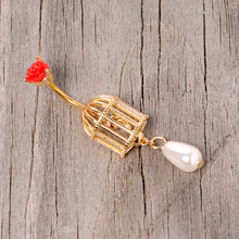 将图片加载到图库查看器,Red Flower Gold Tone Birdcage Dangle Belly Ring