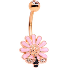 将图片加载到图库查看器,Clear Gem Rose Gold Tone Pink Daisy Bee Belly Ring