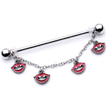 Load image into Gallery viewer, 14G Monster Fang Halloween Chain Dangle Industrial Barbell 38mm
