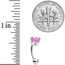 将图片加载到图库查看器,16G 5/16 Clear Gem Pink UV Butterfly Curved Eyebrow Ring Set of 4