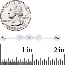Load image into Gallery viewer, 14G Clear Gem White Flower Industrial Barbell 38mm